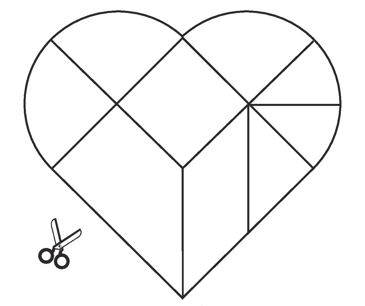 Шаблон кап кут heart. Головоломка танграм сердце. Сердце из геометрических фигур. Головоломка сердечко. Фигура сердцеэ.
