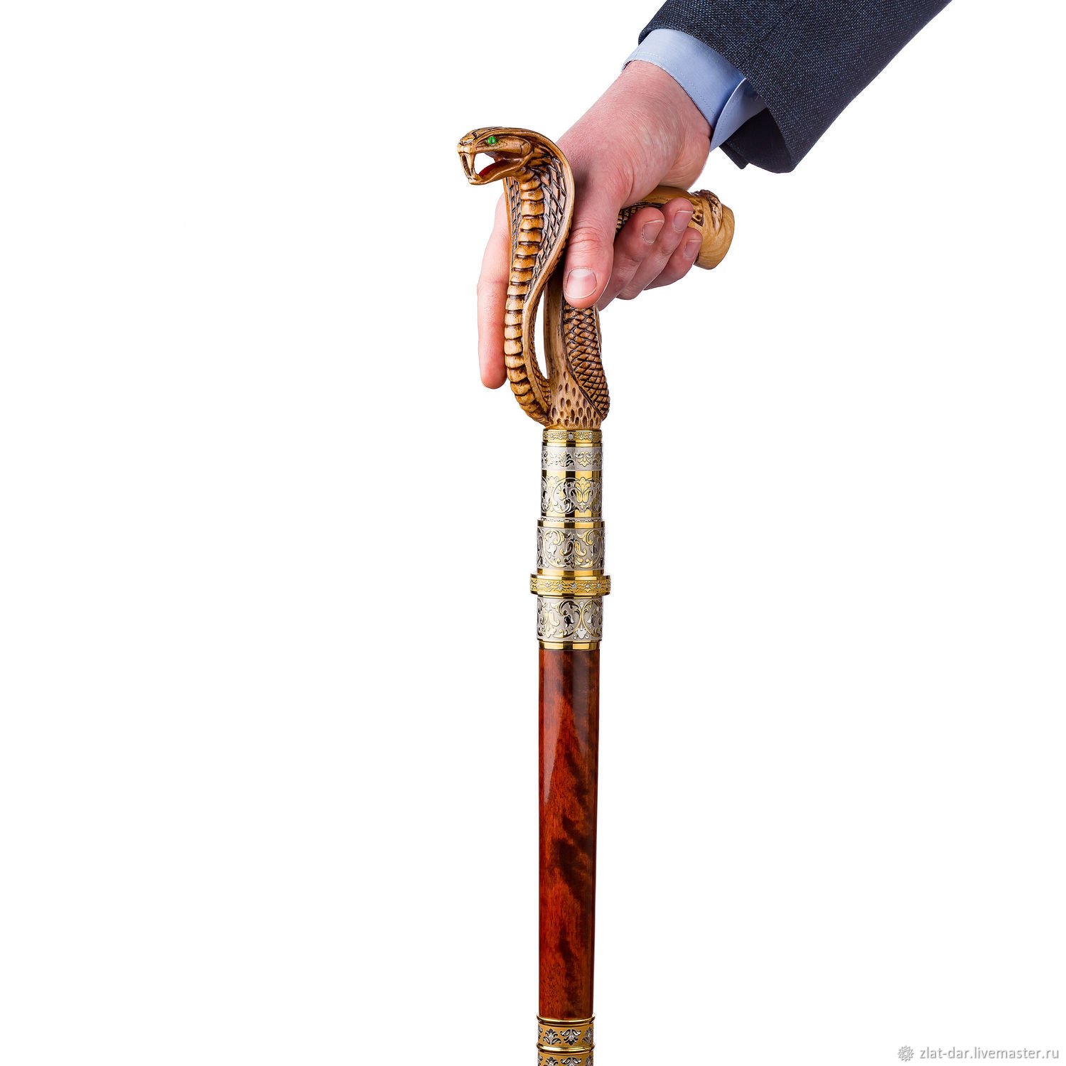 Купить красивую мужскую трость. Трость с коброй (арт. Пб907). Трость змея опорная 93см. L2254 трость.