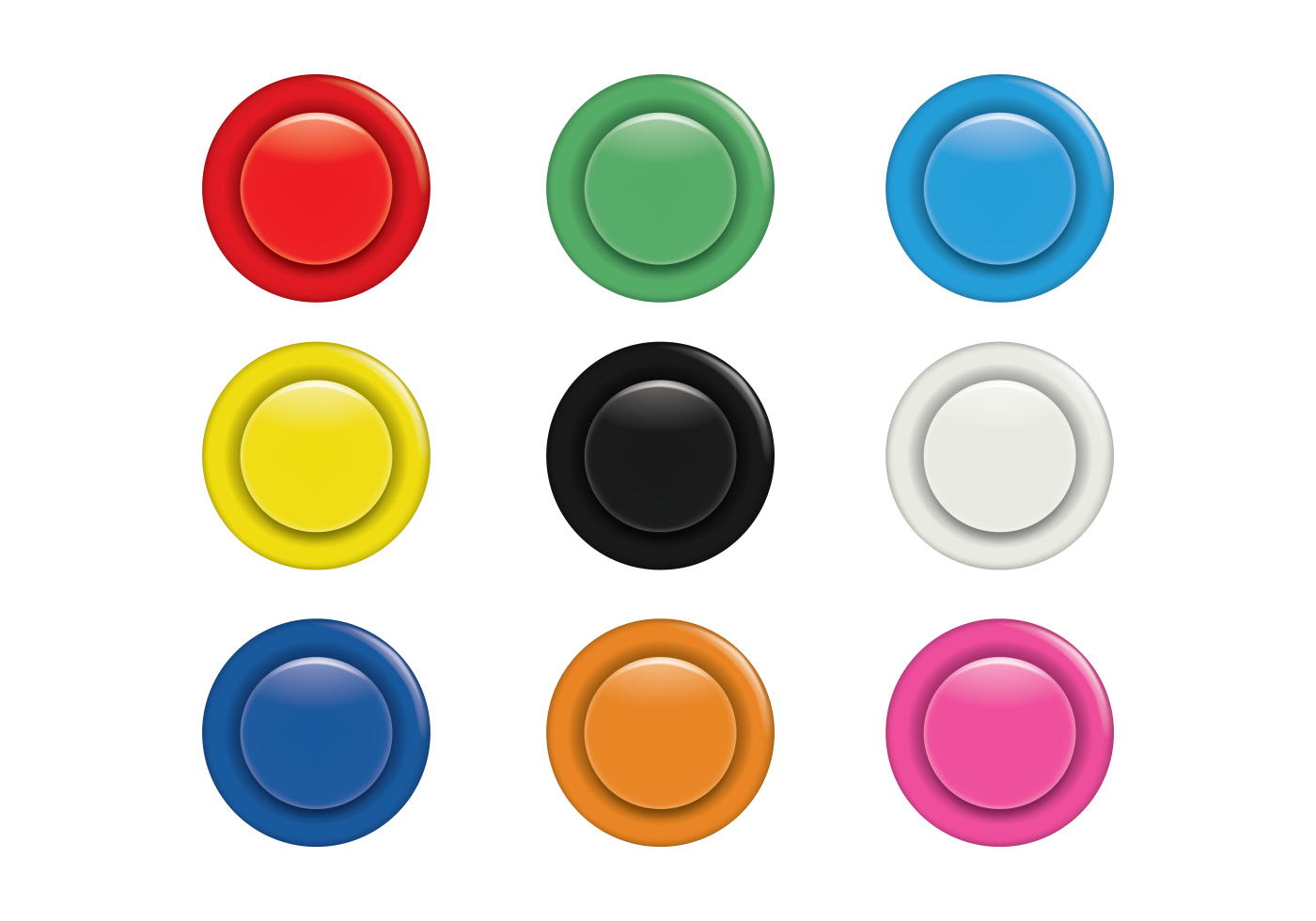 Звучащие кнопки. Цветные кнопки. Красивые кнопки. Векторные кнопки. Круглая кнопка.