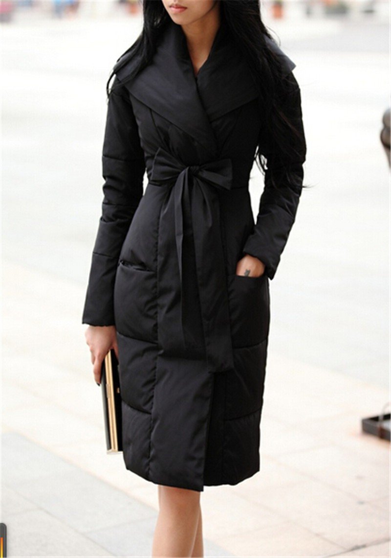 Пуховик плащ. Длинные женские куртки с поясом. Черная куртка до колен. Женское пальто. Зимний плащ женский.