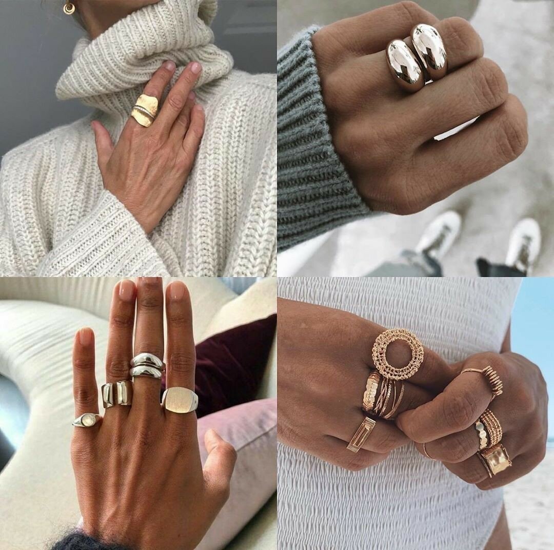 Стильные золотые кольца