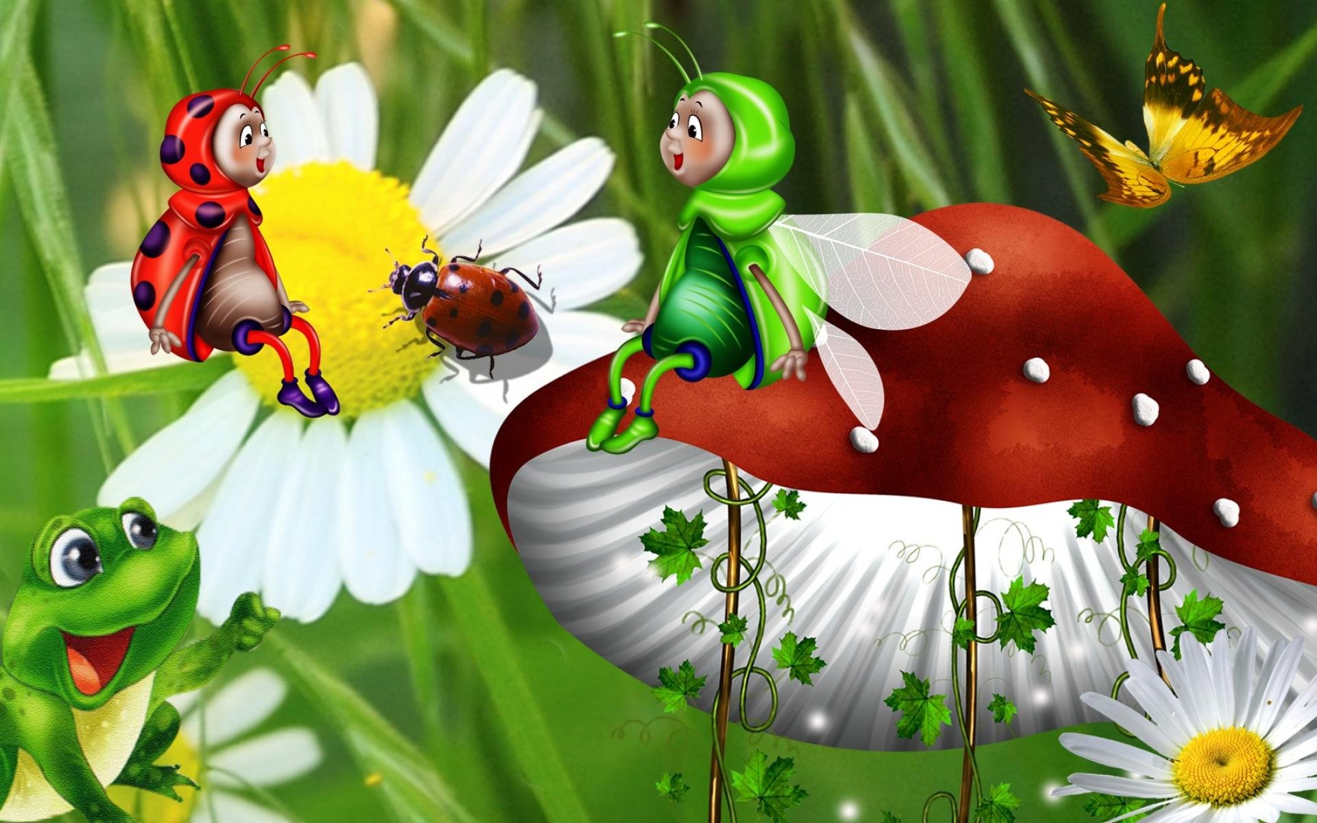 Картинки с насекомыми для детей. Лето насекомые. Сказочные насекомые. Насекомые картинки. Божья коровка на ромашке.