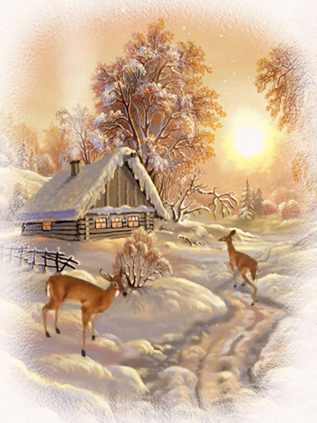 Красивая зимняя сказочная открытка