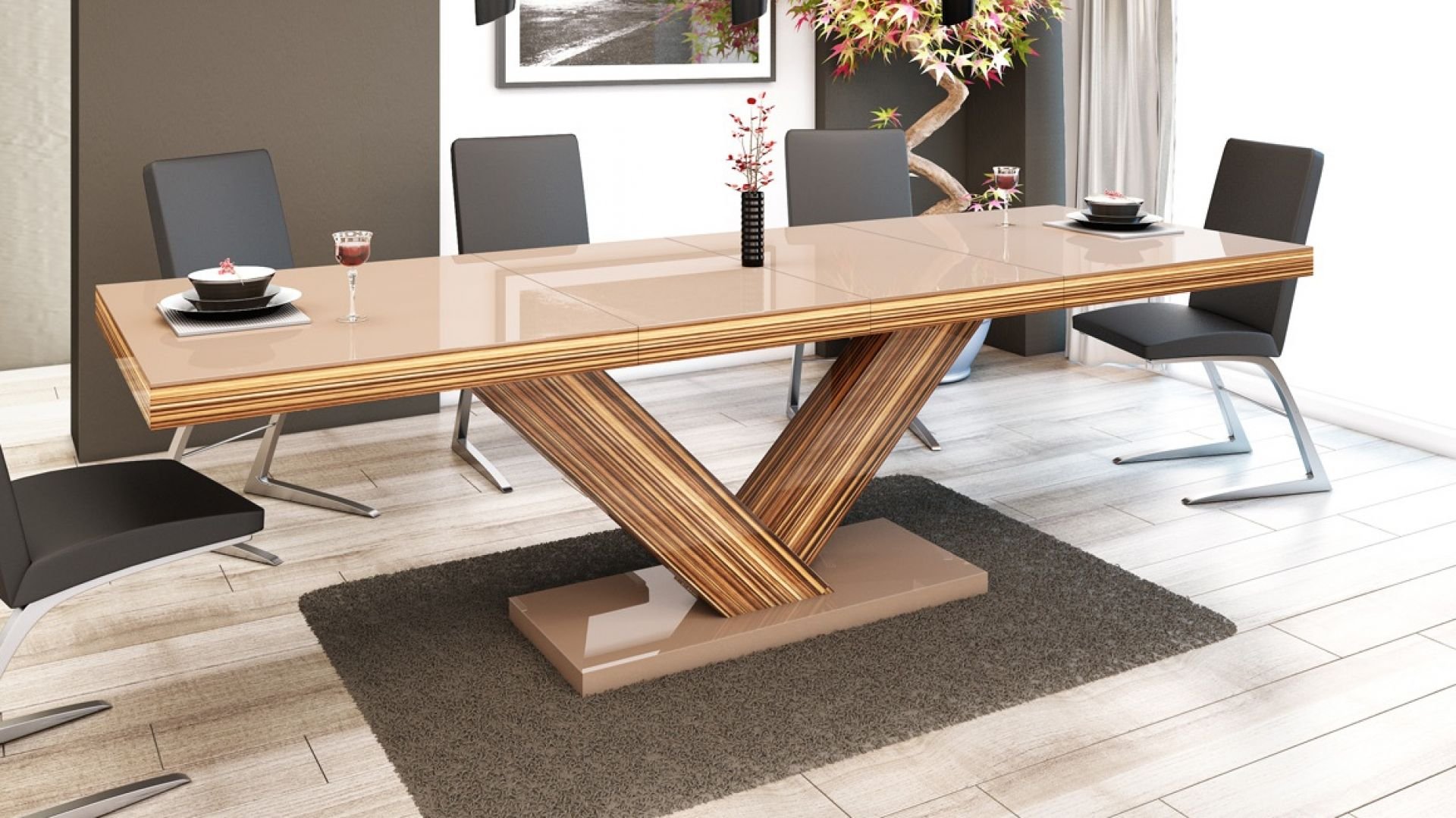 Красивый обеденный стол. Выдвижной стол Table артикул 642.19.941. Дизайнерские столы. Современные столы. Современный стол из дерева.