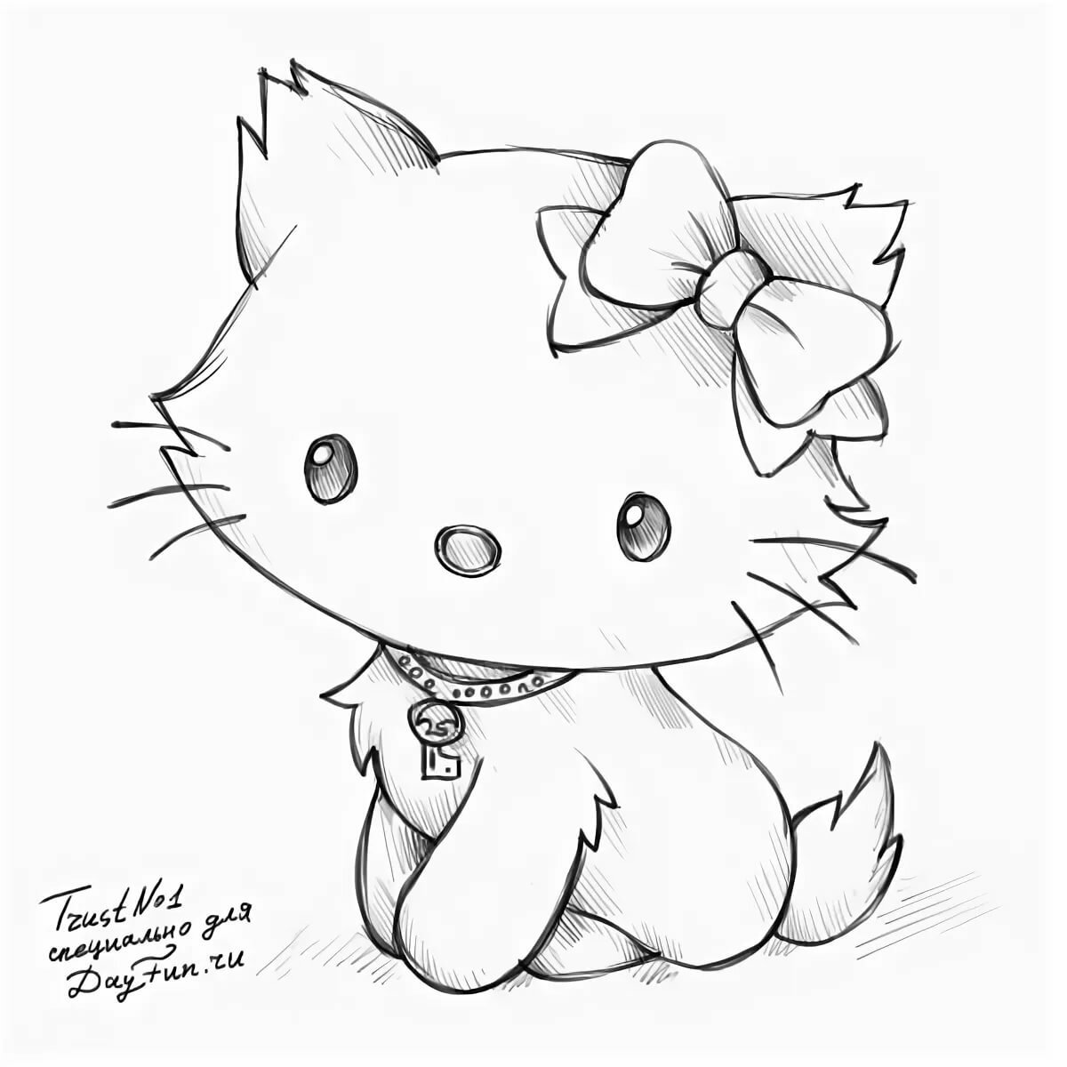 Лёгкий рисунок котика для срисовки