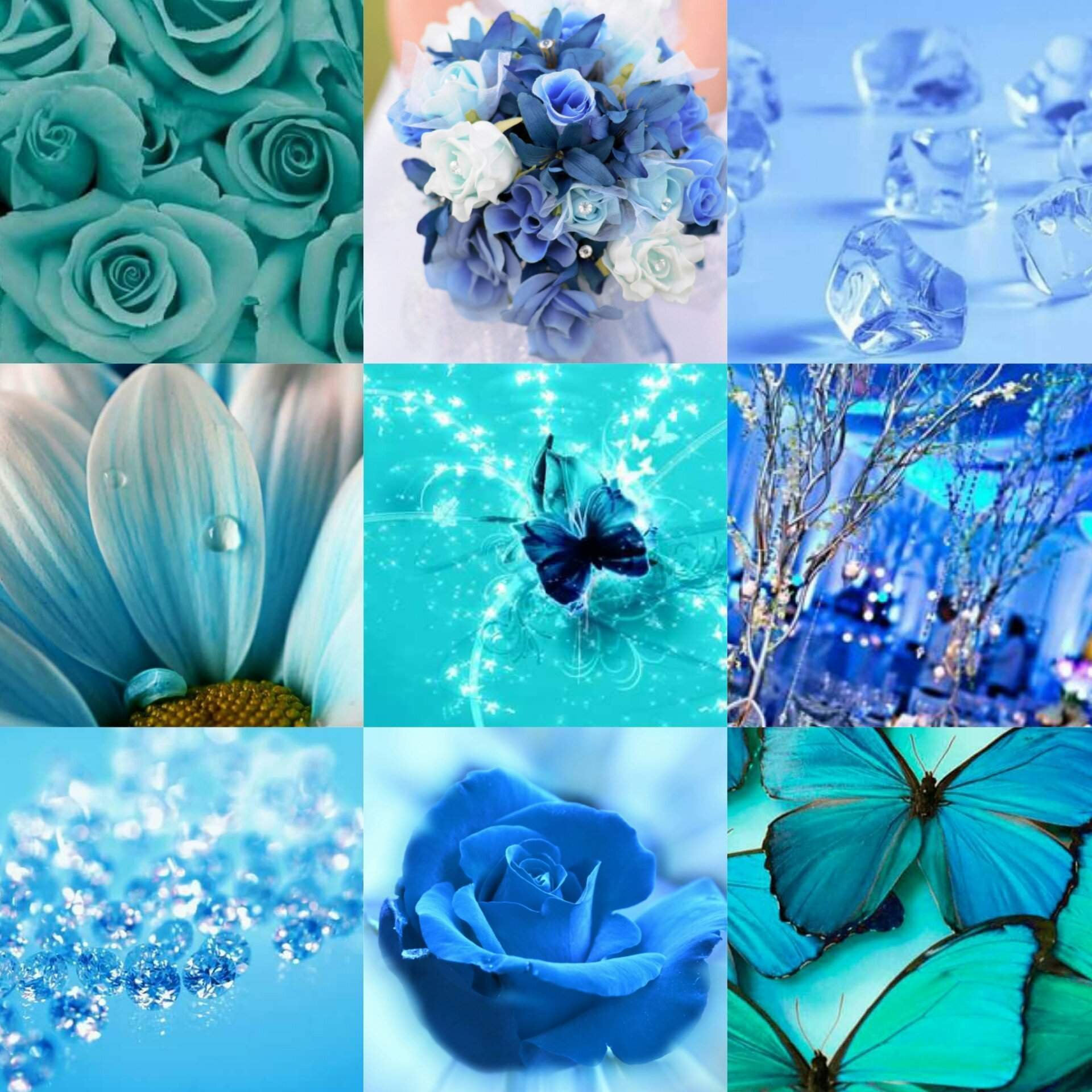 Коллаж в голубом цвете