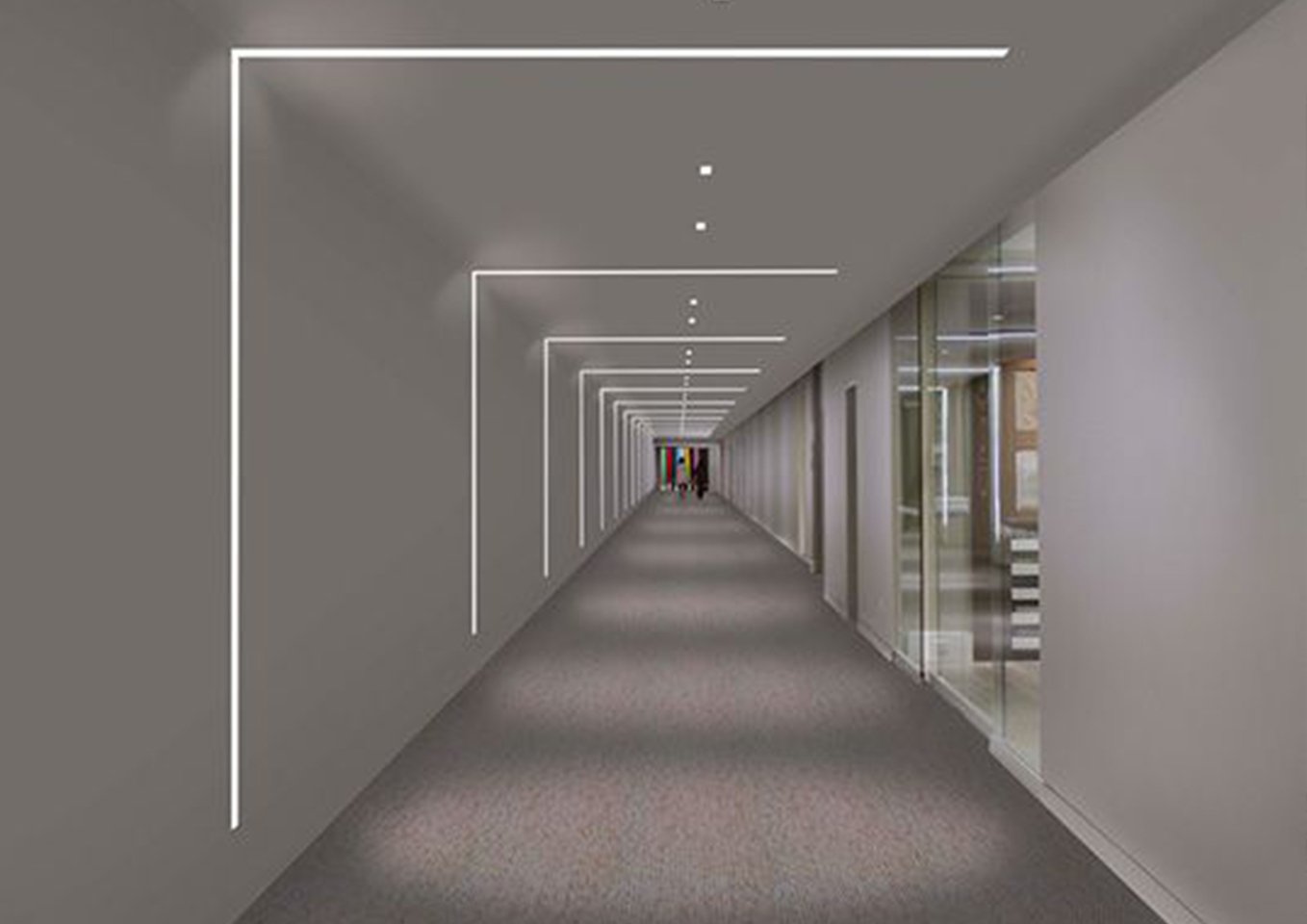 Линейный источник света. Линейные светильники в коридоре. Световые полосы на стене. Световые линии в коридоре. Линейное освещение.
