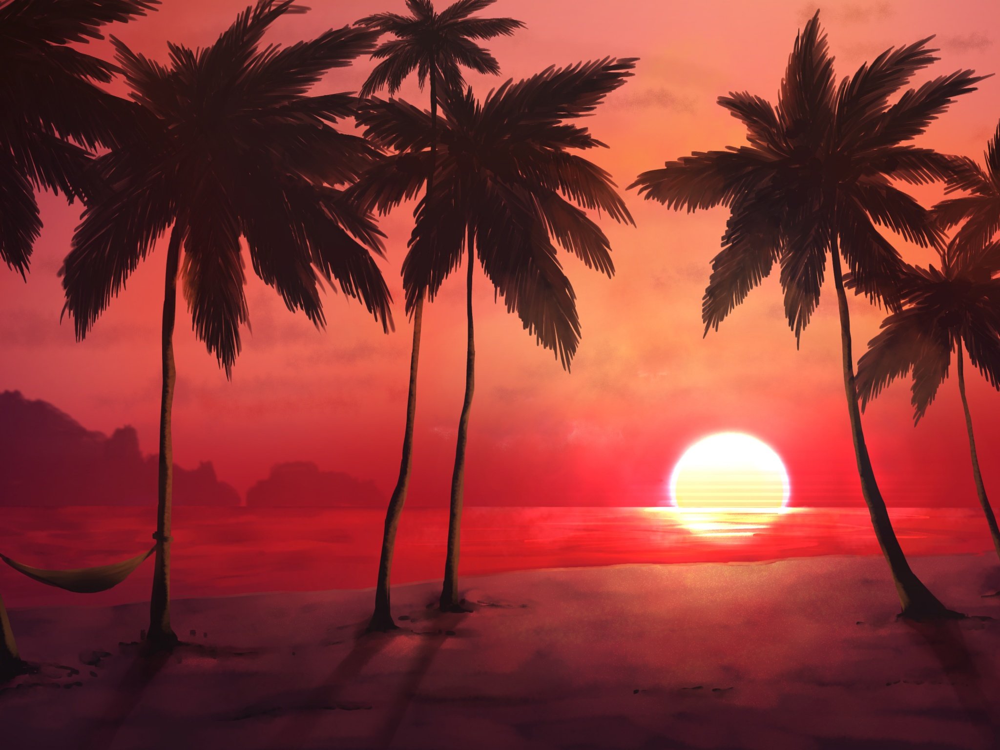 Хотлайр Майами пальмы закат