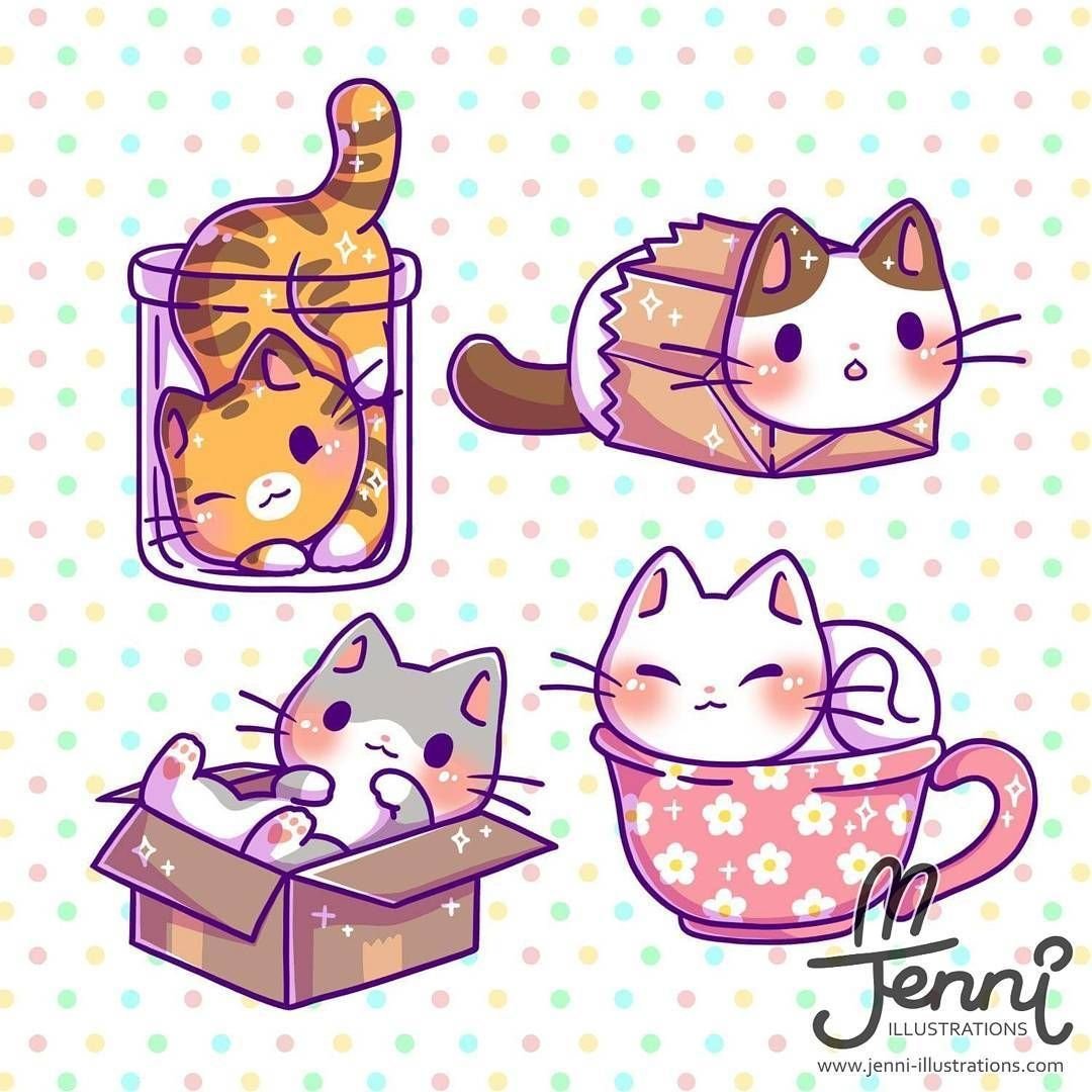 Красивый милый котик рисунок. Кавайные котята. Кавайные рисунки для срисовки. Милые наклейки. Милые рисунки котиков.