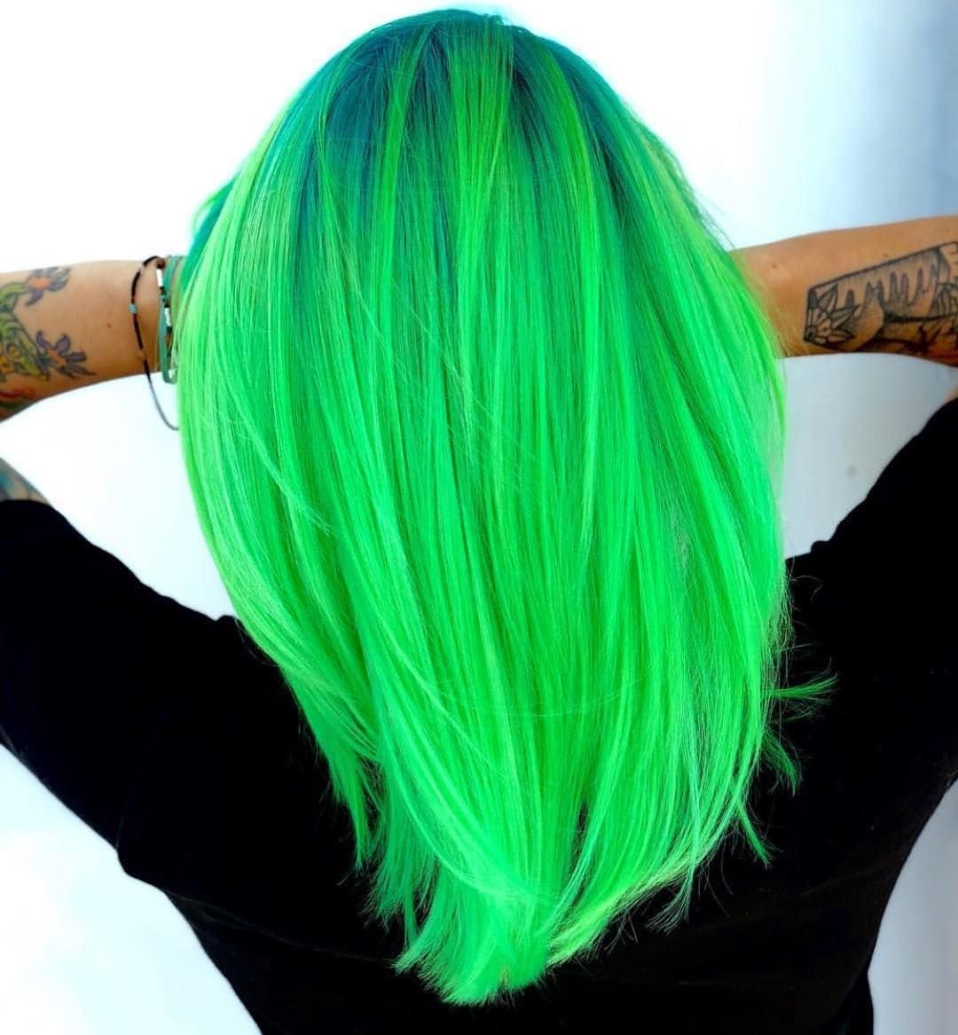 Зеленые концы. Антоцианин салатовый. Антоцианин Lime Green. Зеленые волосы. Яркие зелёные волосы.