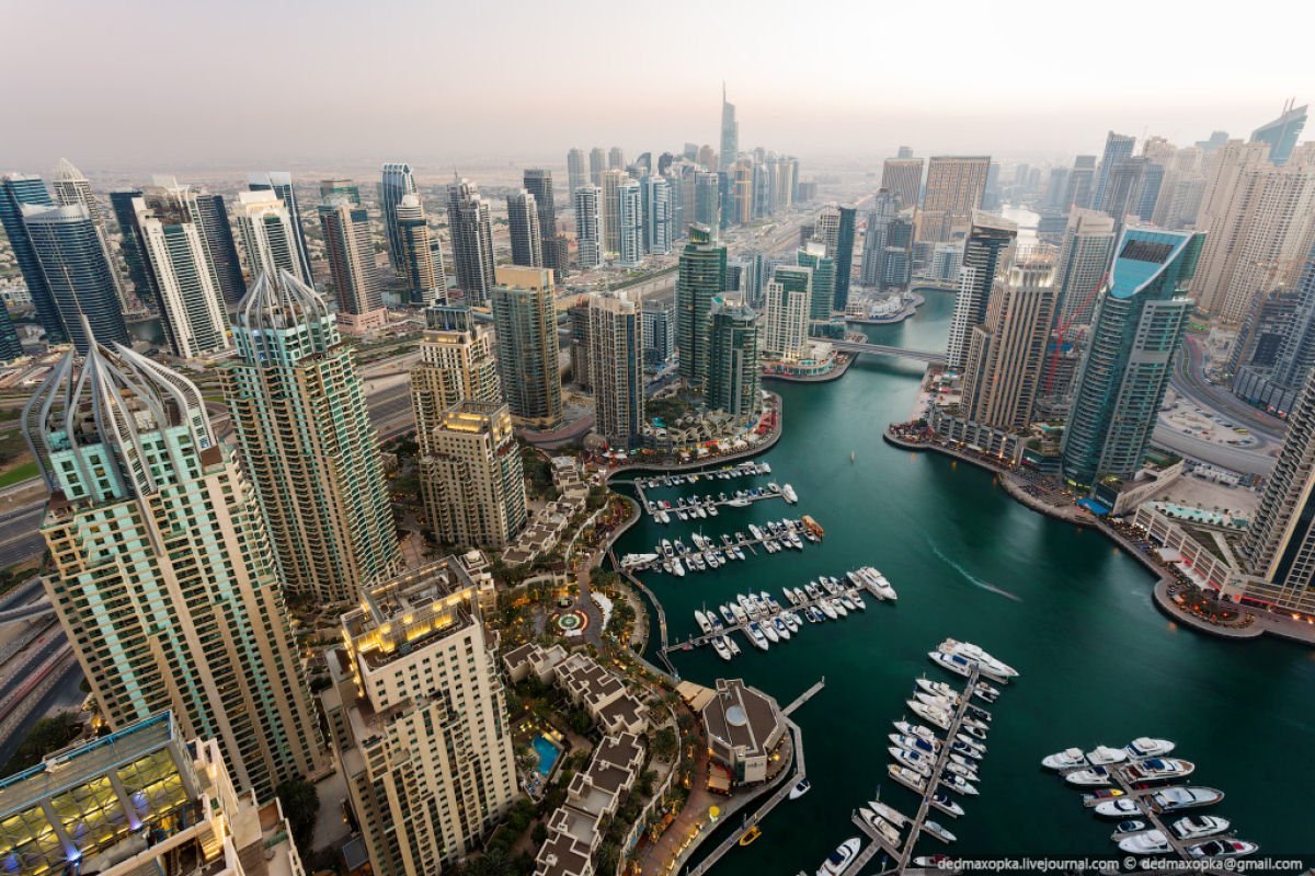 Фото самых красивых городов. Дубай с высоты птичьего полета.