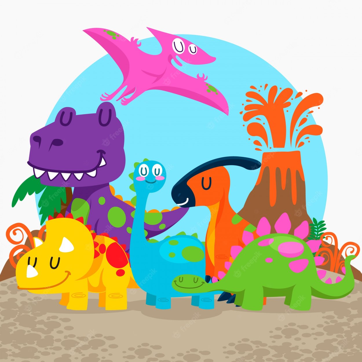 Динозаврики разноцветные