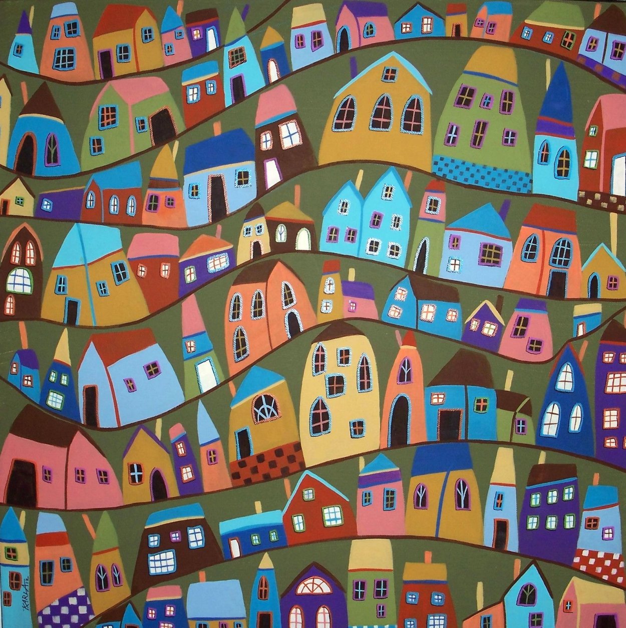 Рисунок разноцветные дома