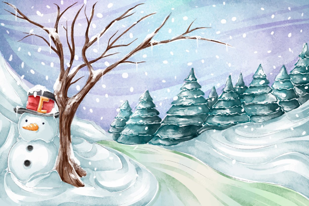 Красивый рисунок зимний лес