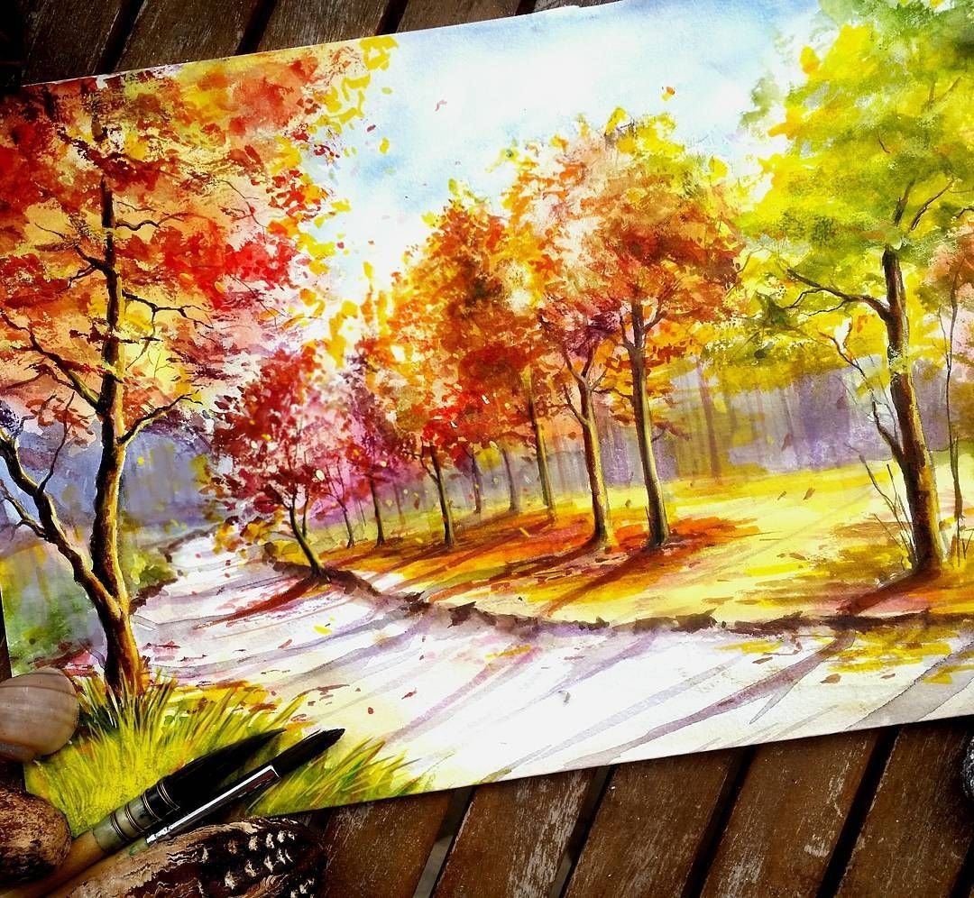 Осенний пейзаж рисунок