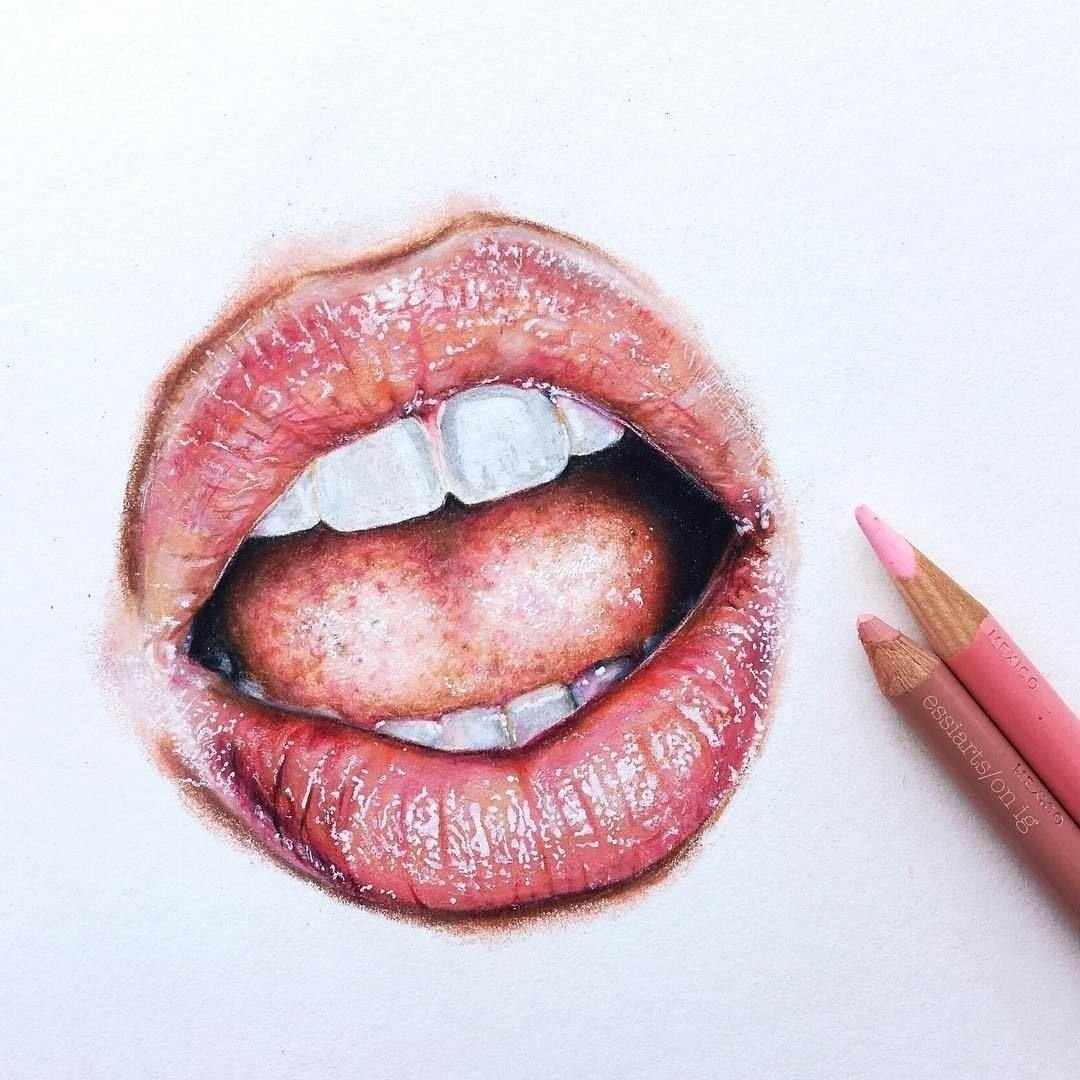 Рисунки карандашом для срисовки губы