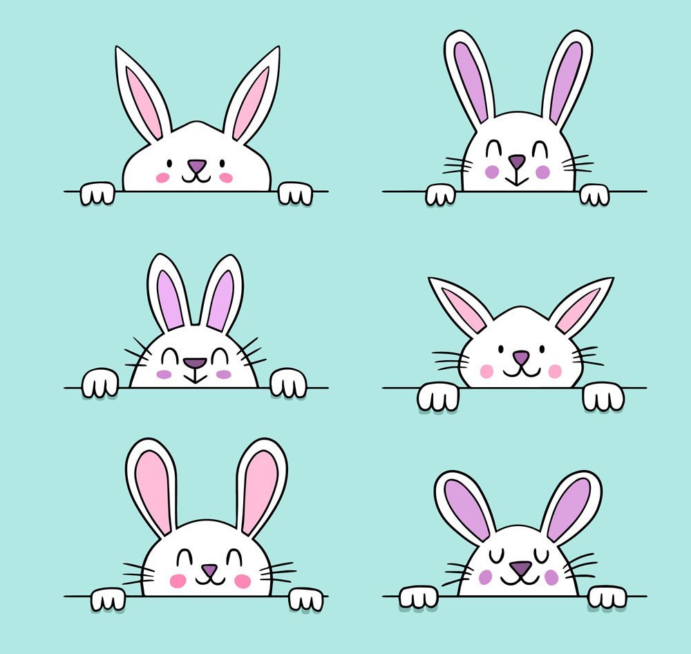 Поэтапное рисование пасхального кролика