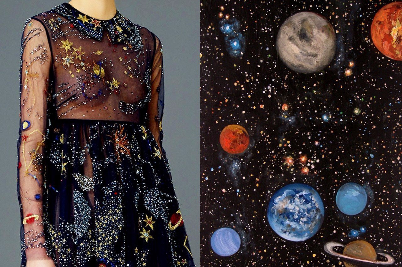 Свежесть звезд. Платье в космическом стиле. Платье в стиле космос. Наряд в стиле космос. Одежда в стиле космос.