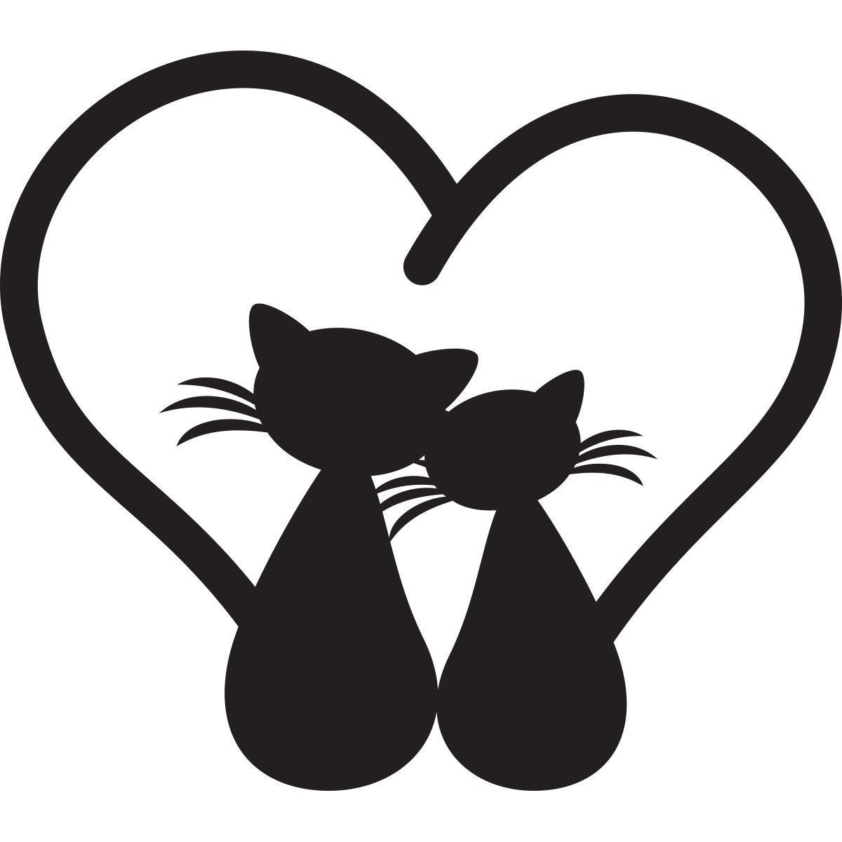 Котик с сердечком рисунок