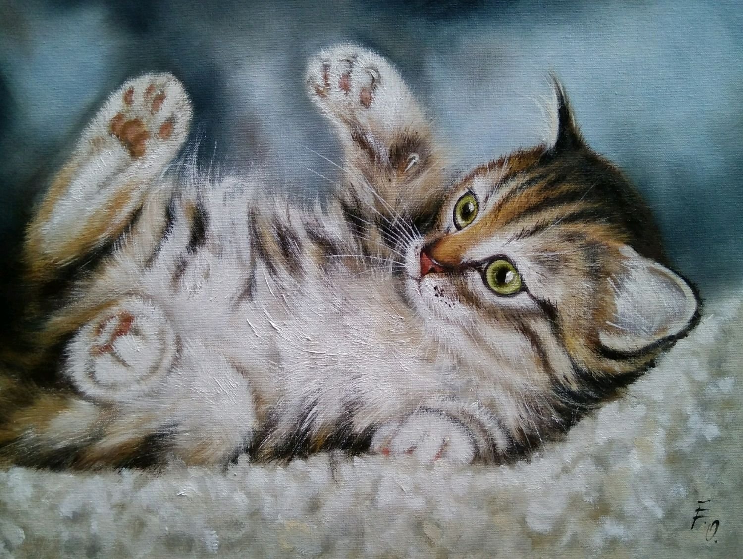 Кошка масло любят. Кошки в живописи. Картина котенок.