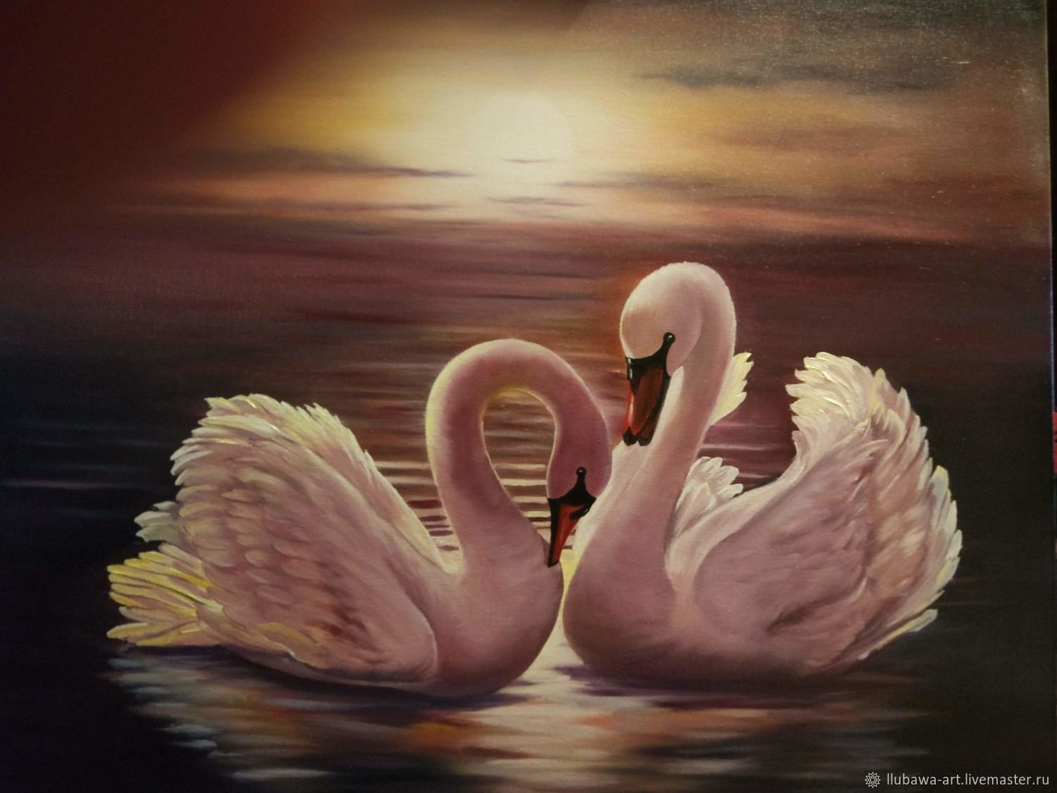 Верность три. Лебеди живопись. Пейзаж с лебедями. Картина "лебеди". Пара лебедей.