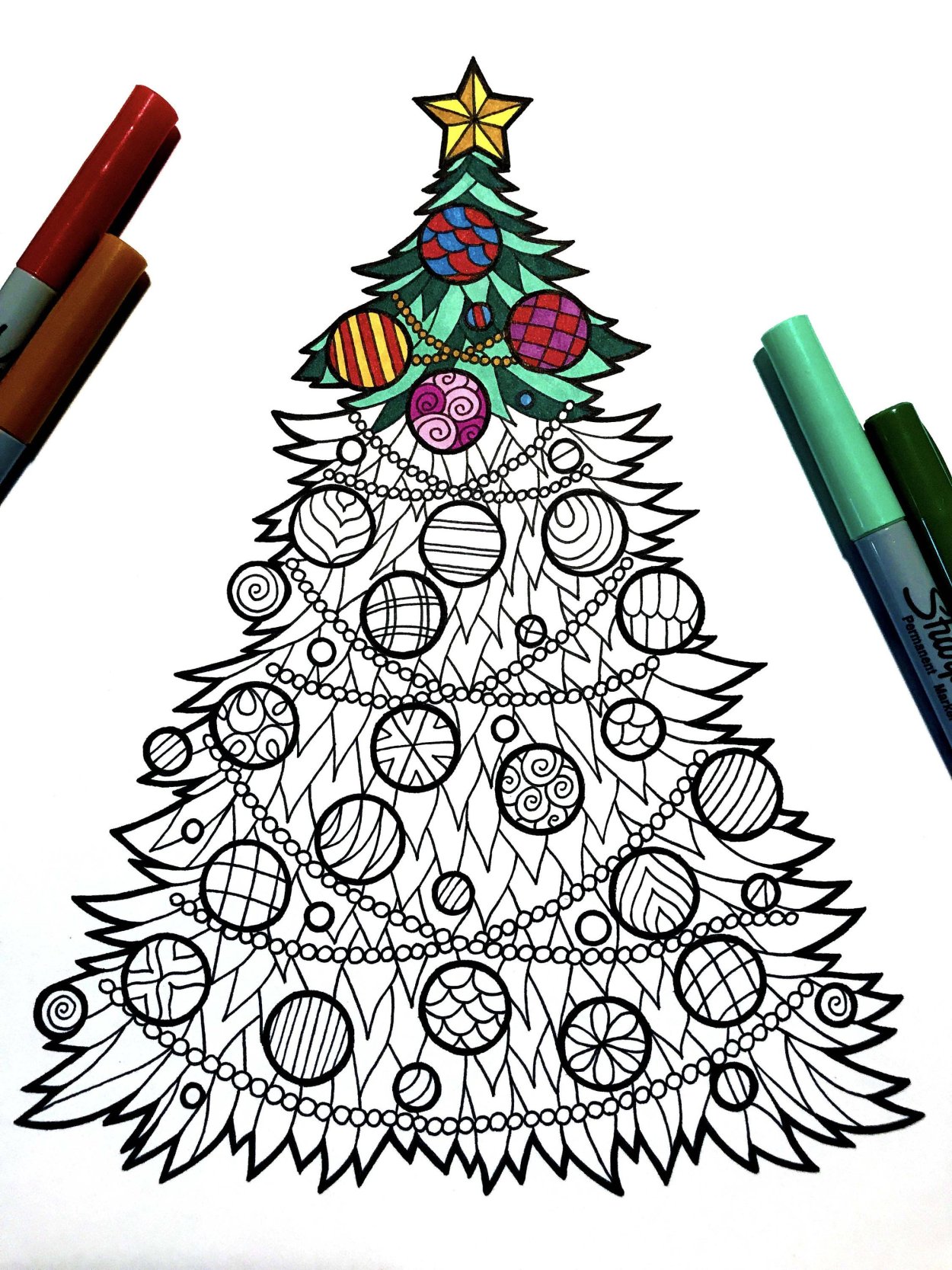 Новогодняя елка рисунок карандашом