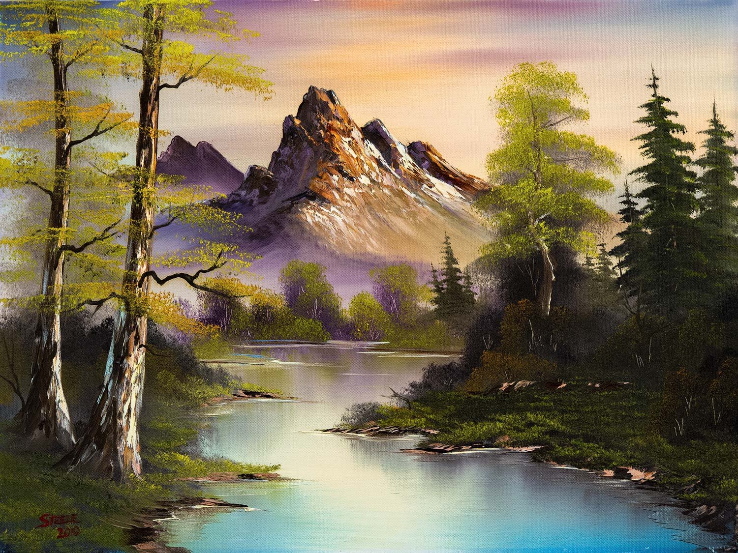 Пейзаж видео уроки. Американский художник пейзажист Боб Росс. Живопись горы Боб Росс. Горный пейзаж Боб Росс. Боб Росс картины лес.