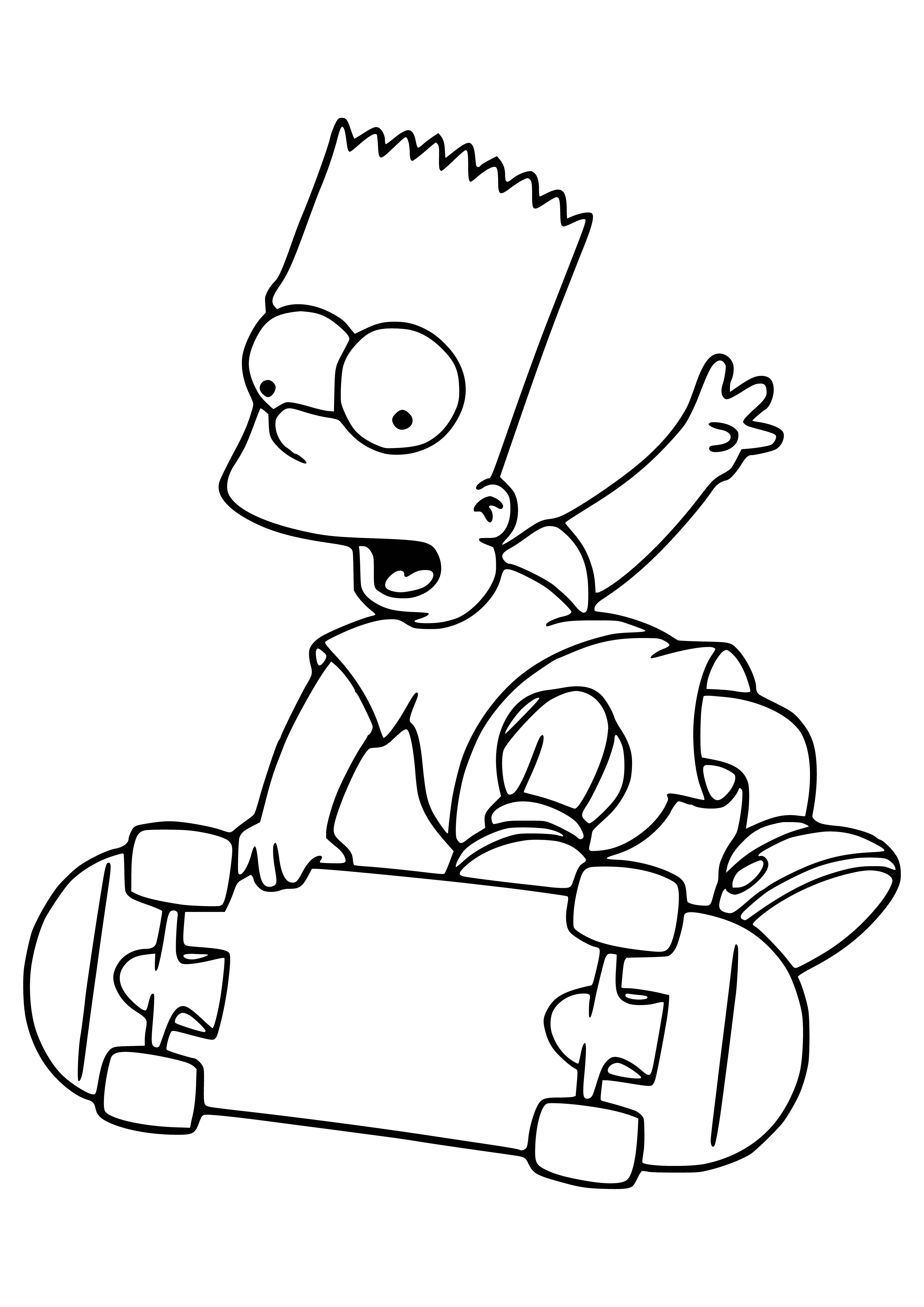 12.10 13. Барт симпсон на скейте. Раскрашенный симпсон барт симпсон. Барт симпсон раскраска. Раскраски симпсон барт симпсон.