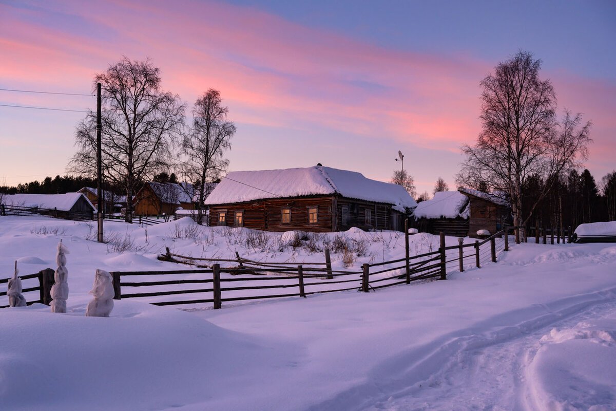Деревня Рубчойла Карелия зима