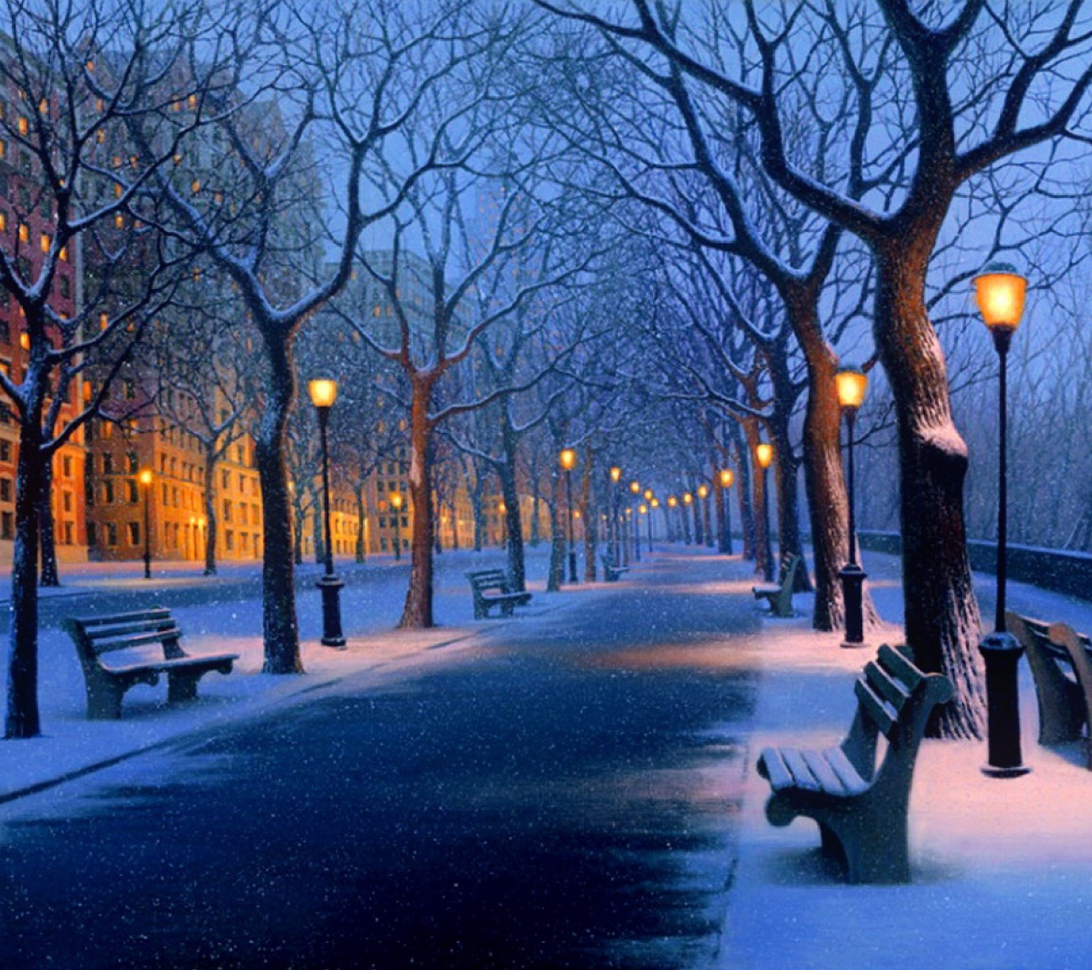 Город снег вечер. Сумеречные городские пейзажи Алексея Бутырского.