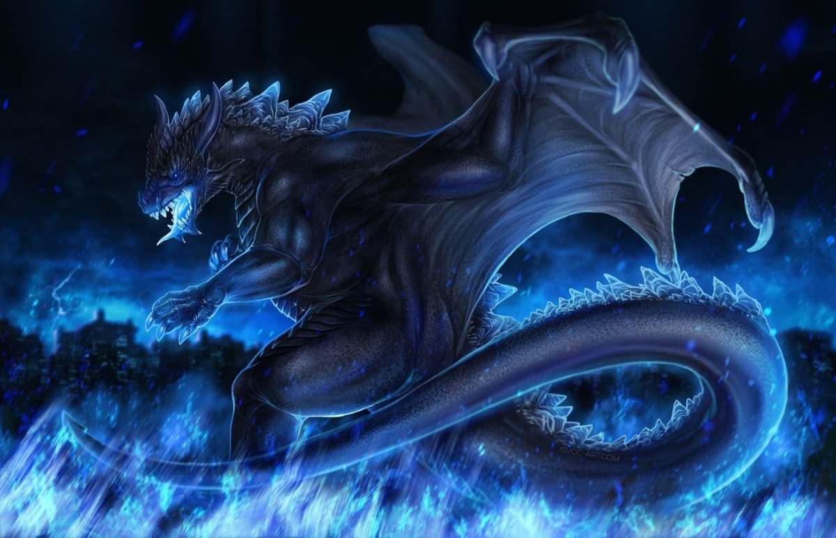 Черно синий дракон