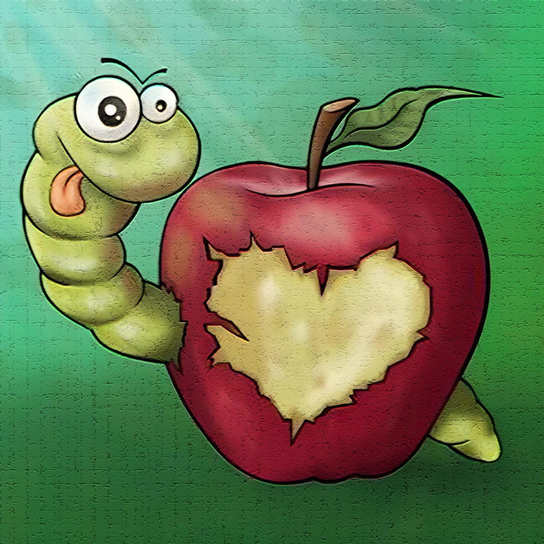 Жило было яблоко. Червь в яблоке. Червяк из яблока. Яблоко и червячок. Яблоко червивое.