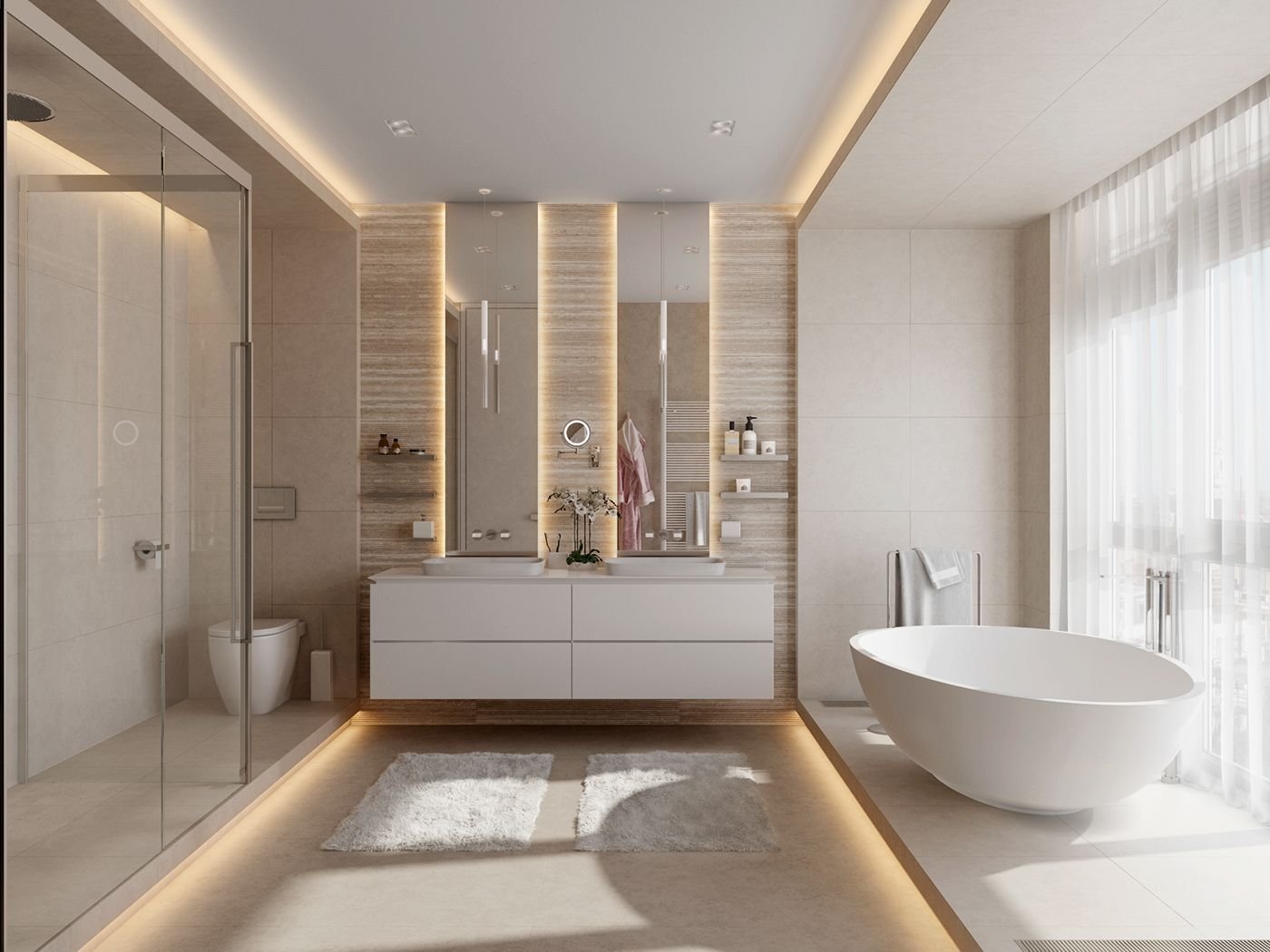 Ванная комната шире ванны. Стильные Ванные комнаты. Современная ванная. Современный интерьер ванной. Ванна в современном стиле.