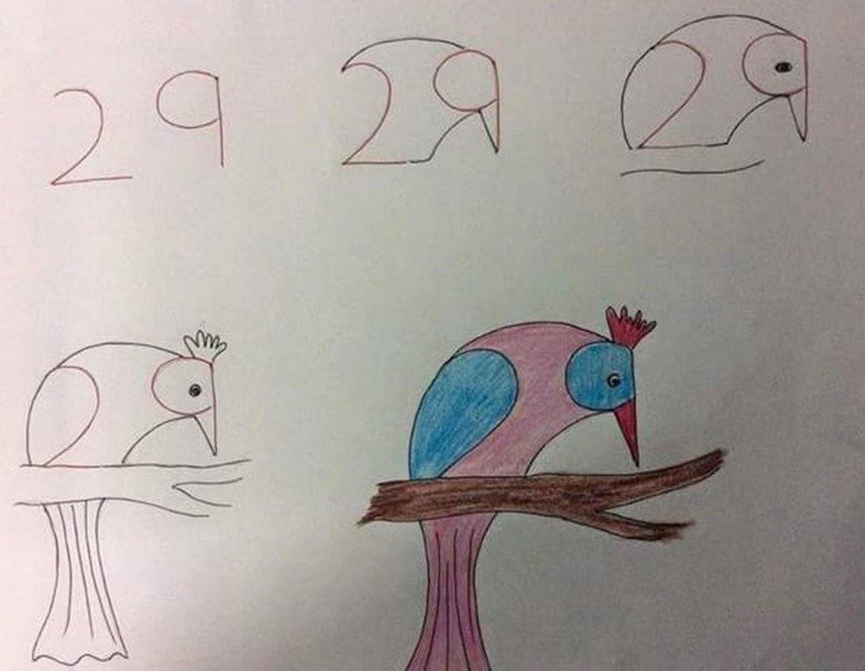 Птица рисунок простой