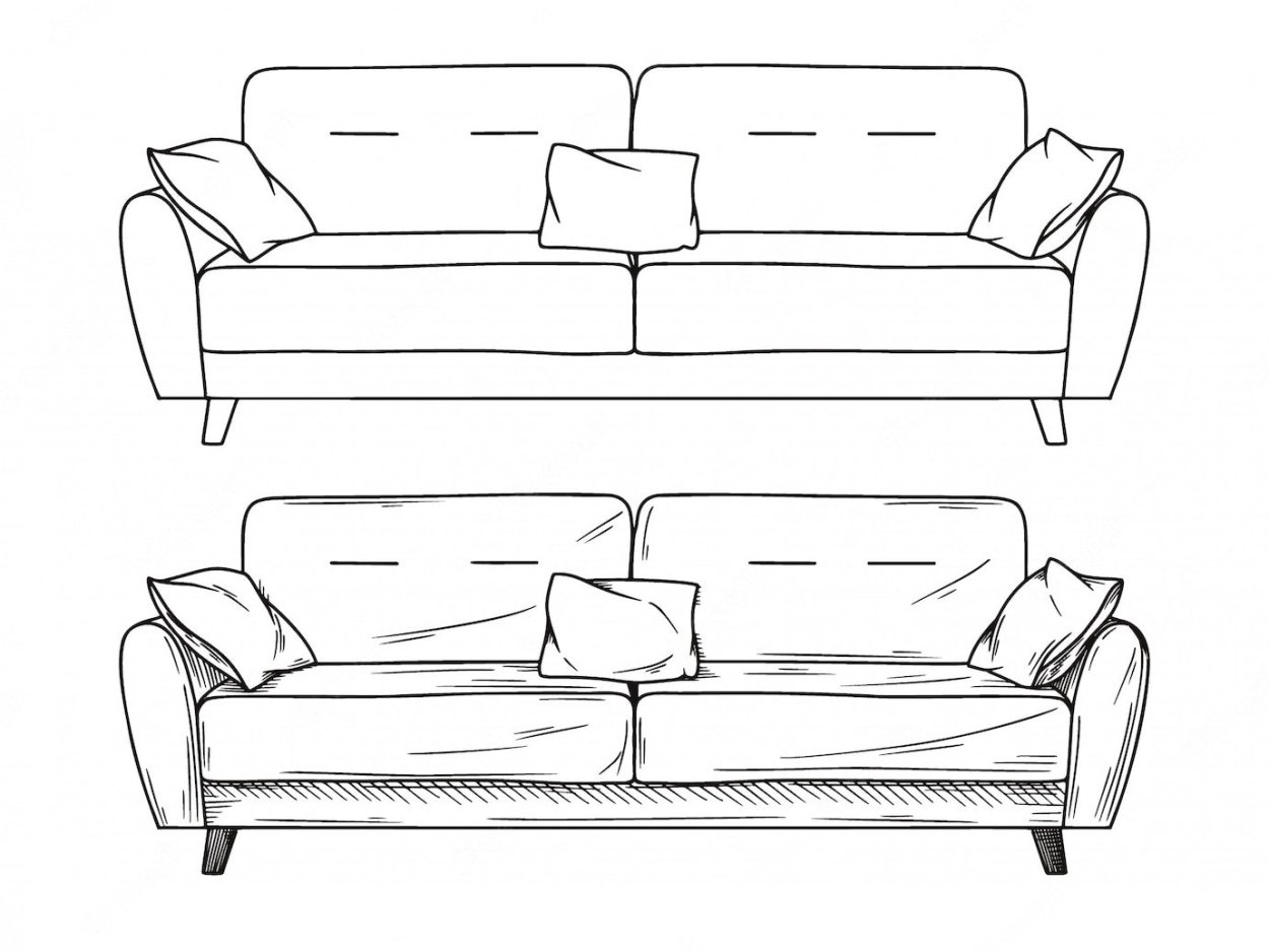 Рисунок карандашом диван