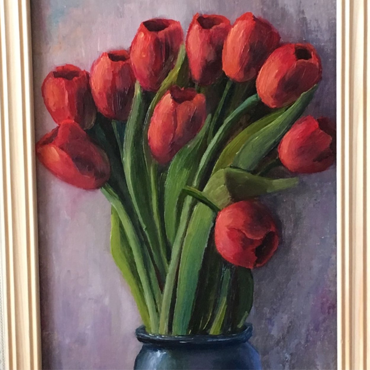 Тюльпаны в вазе живопись