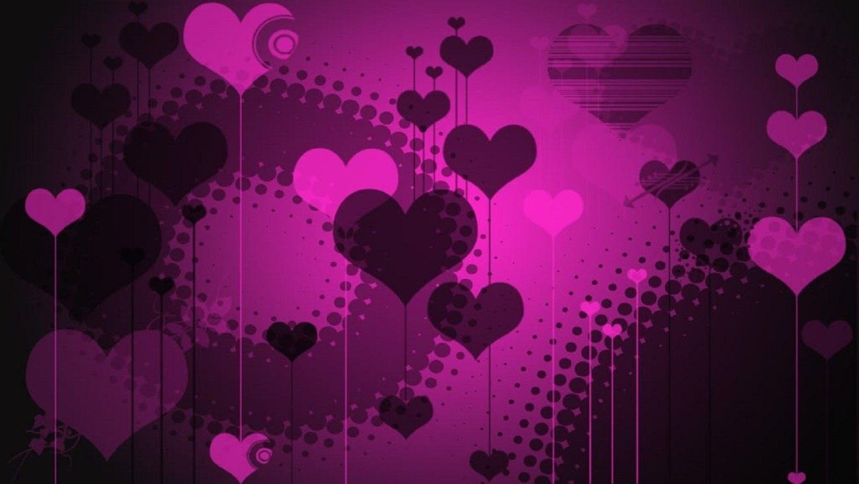 Фиолетовые сердечки обои
