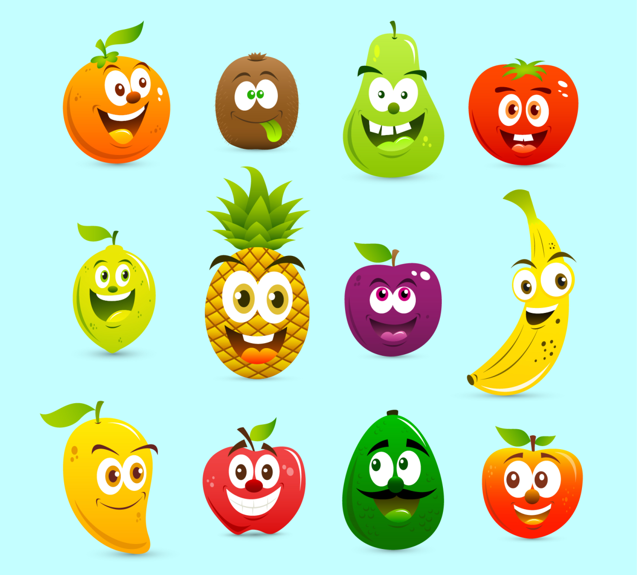 Мультяшные овощи и фрукты