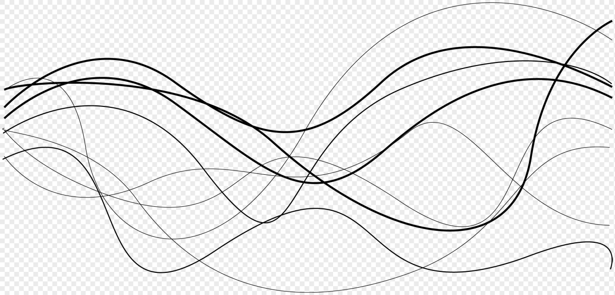 Волнистая линия. Орнамент из линий. Графические линии. Плавные линии.