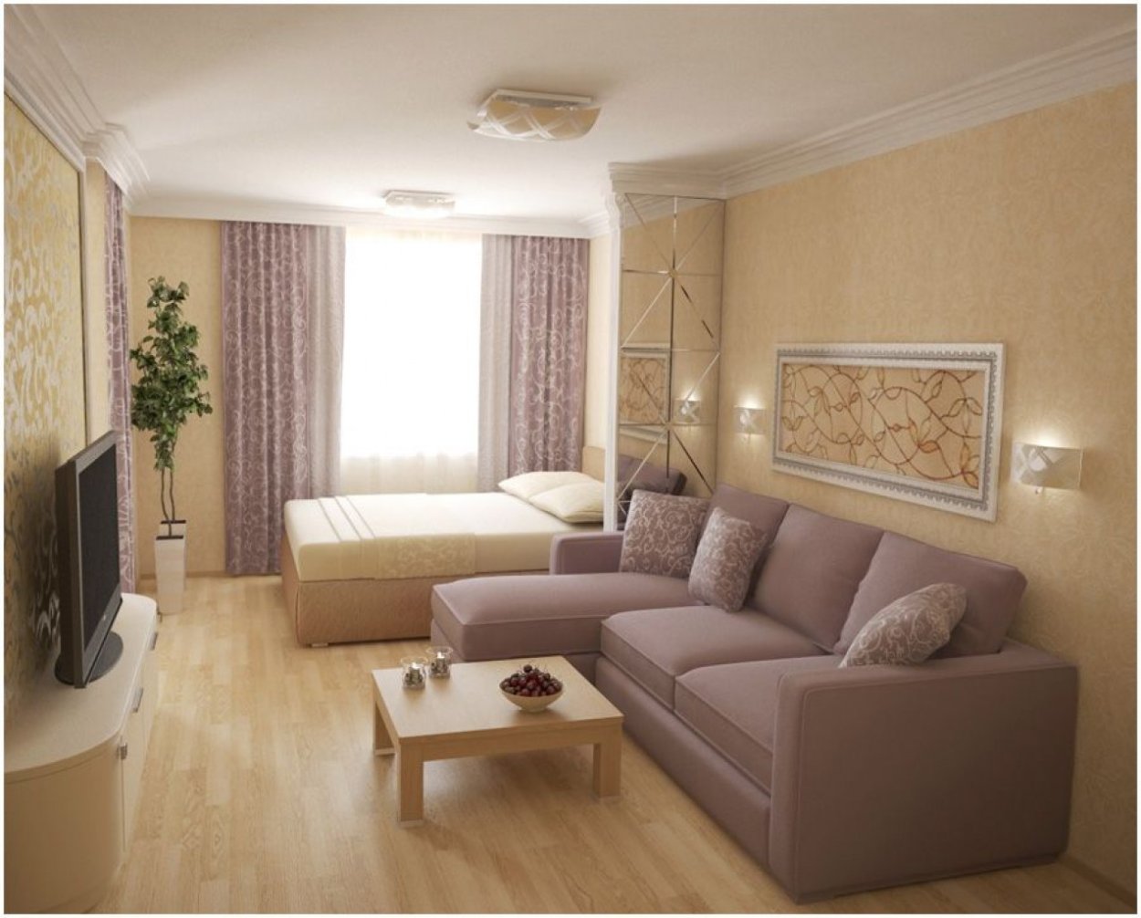 Дизайн маленькой комнаты с диваном