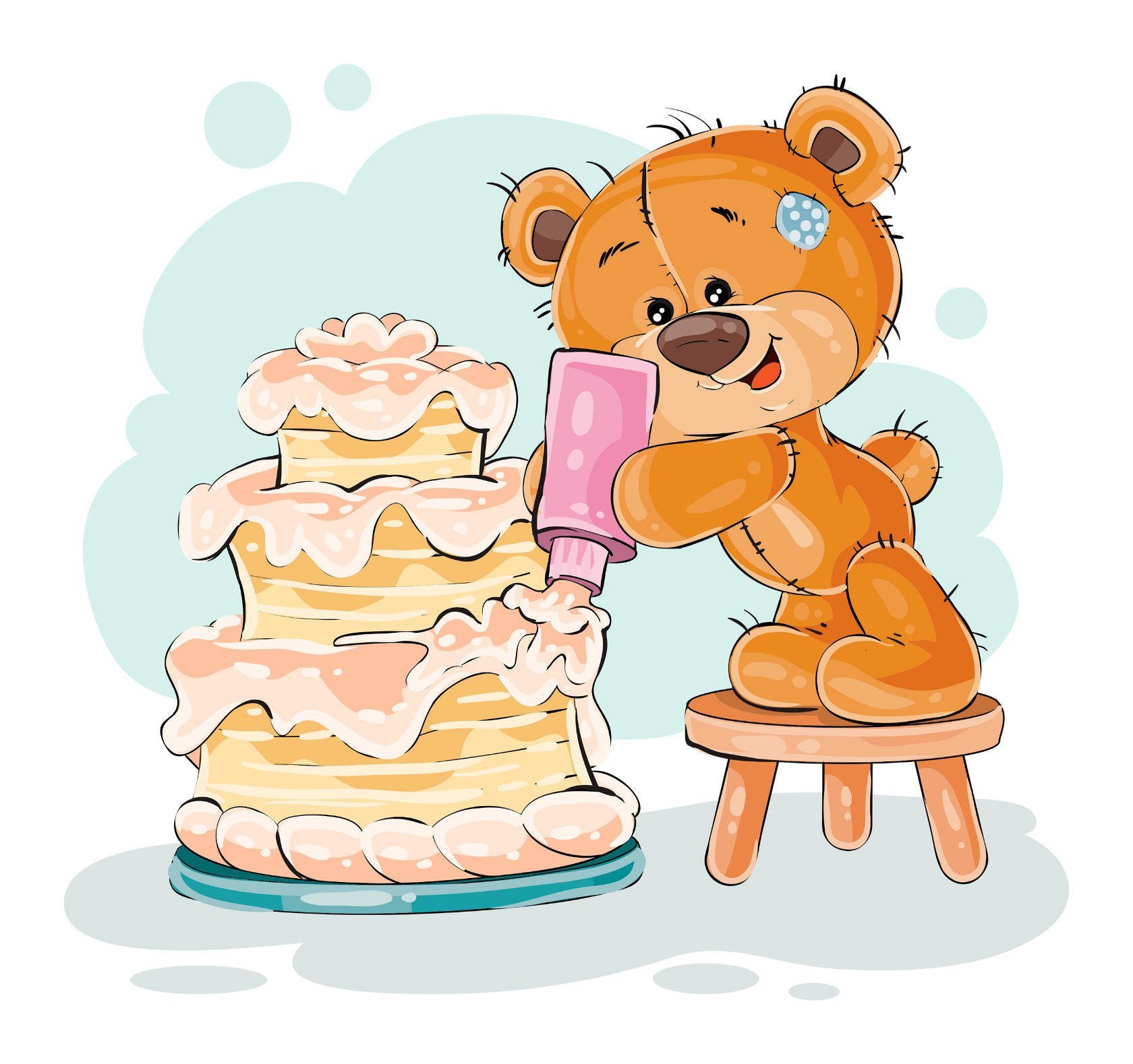 Открытка с днем рождения медведь. Торт Медвежонок. Медвежонок с тортиком. Торт с «мишкой». Медвежонок с подарками на тортике.