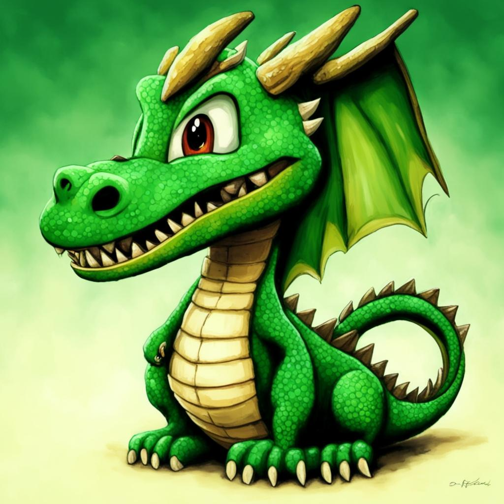 Рисунок зеленого дракона