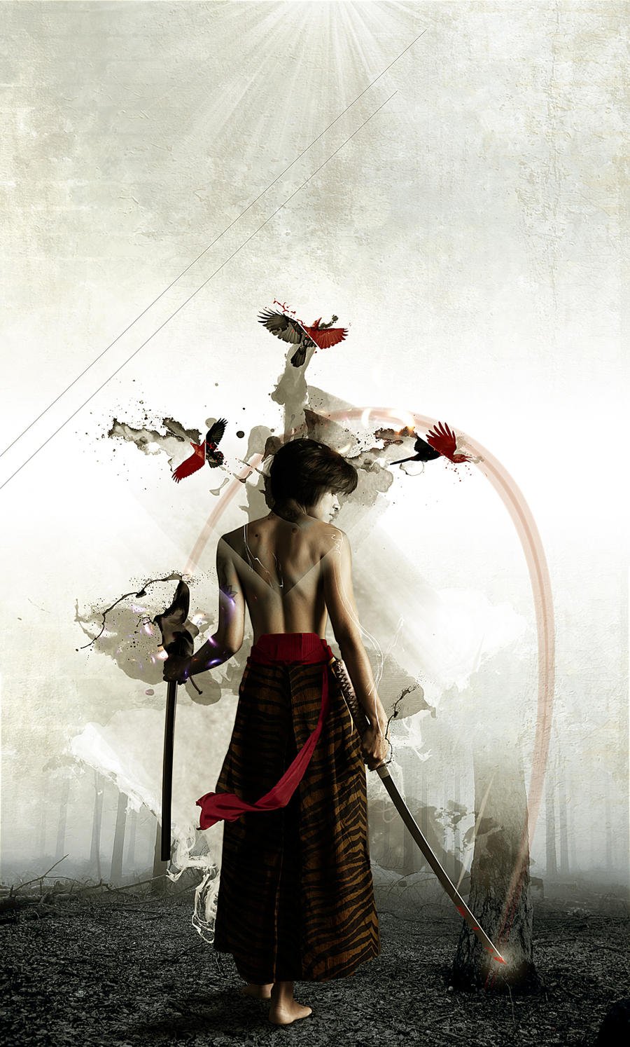 Девушка самурай арт