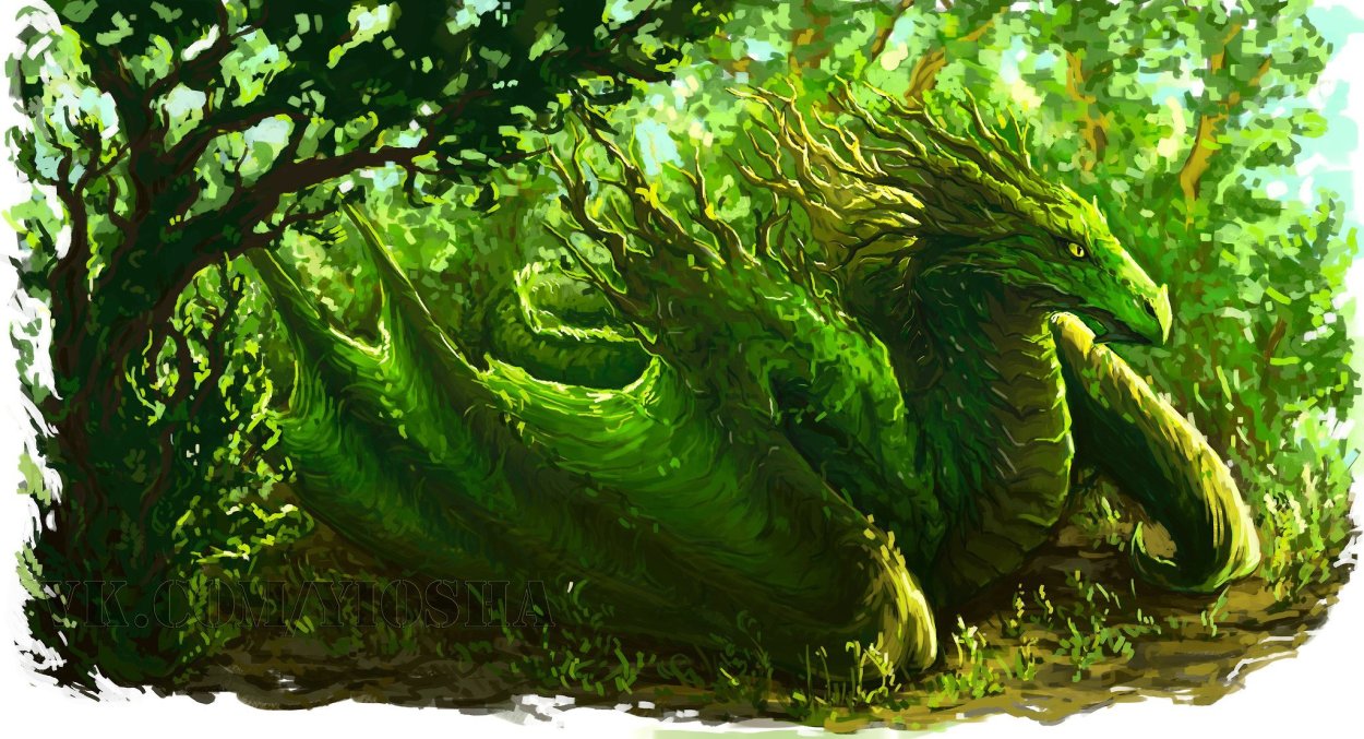Зеленый деревянный дракон рисунок